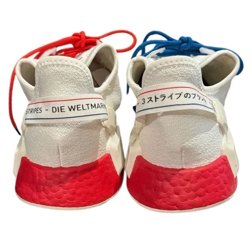 Adidas NMD_R1 V2 Men's White Lush Red Blue Sneakers 12